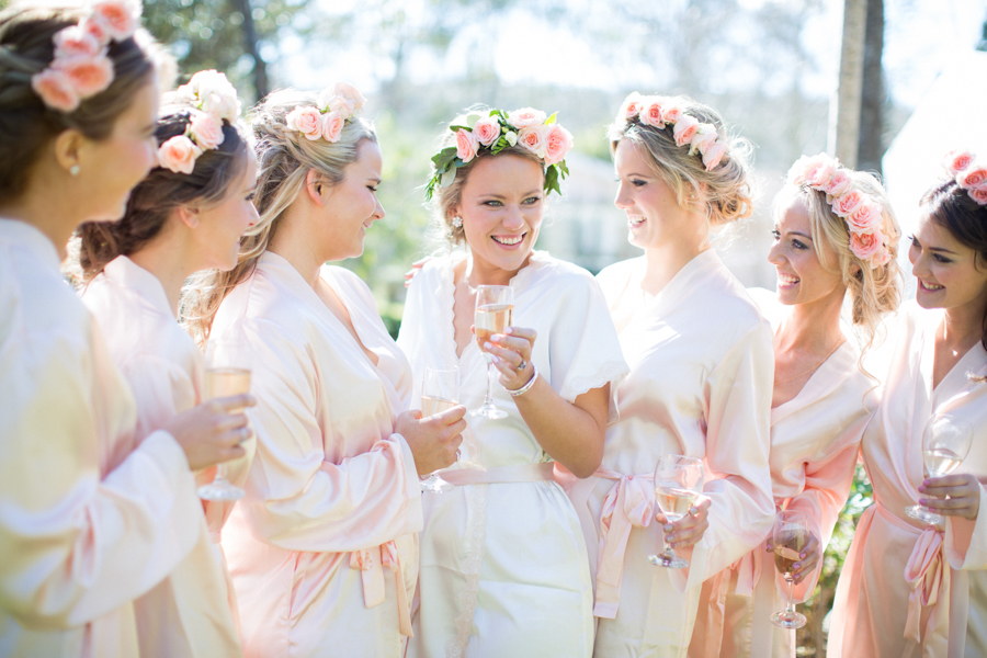 Bride And Bridesmaids The Morning Of Wedding