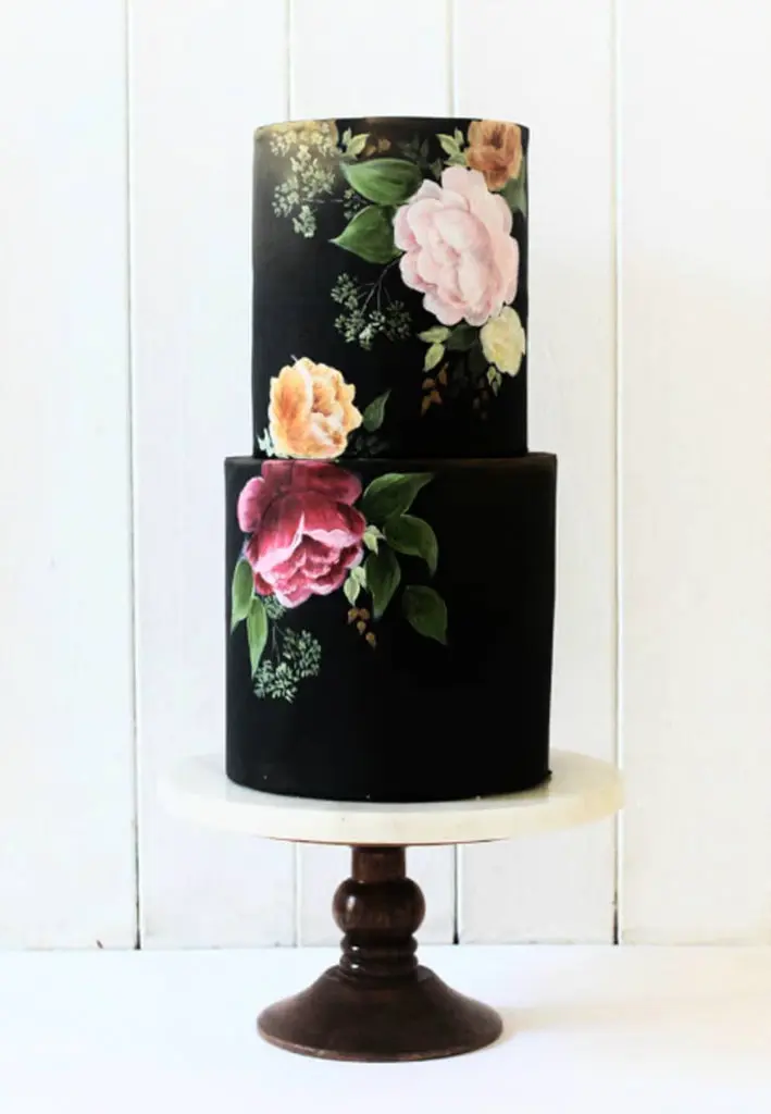 Hand-Painted Cakes: The Perfect Way To Customize Your Event Hand Painted Cakes With Edible Paint - Black Cake With Flowers