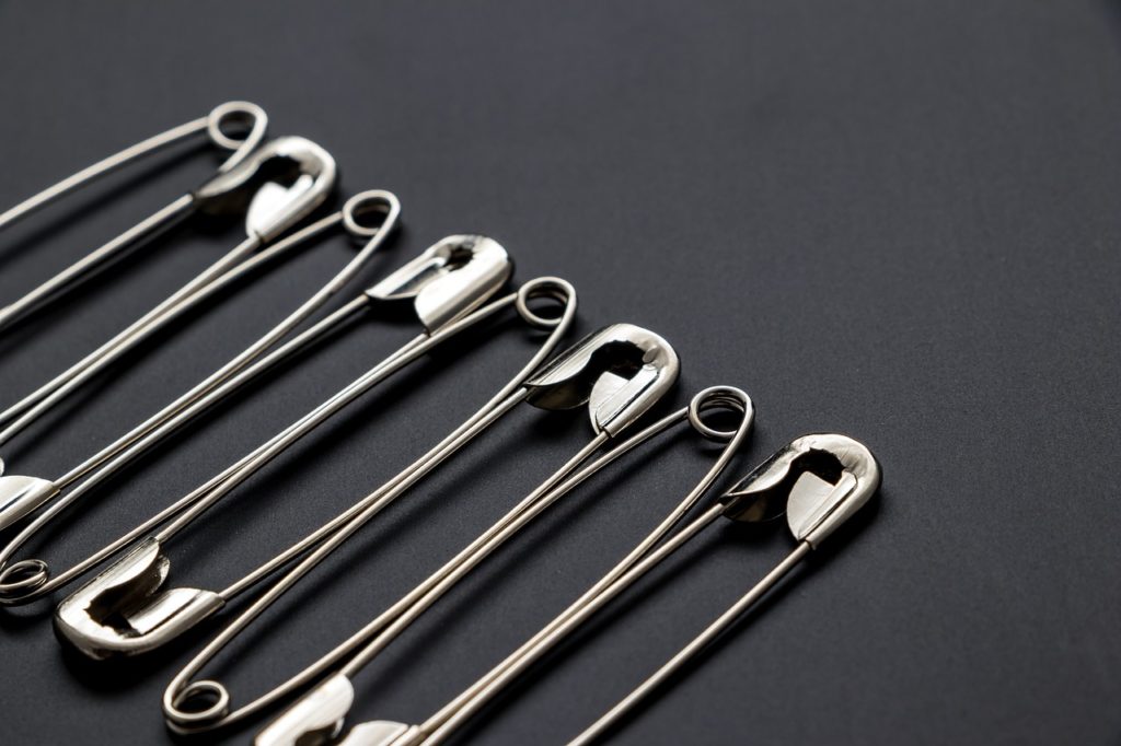 Wedding Day Emergency Kit - Safety Pins Lined Up