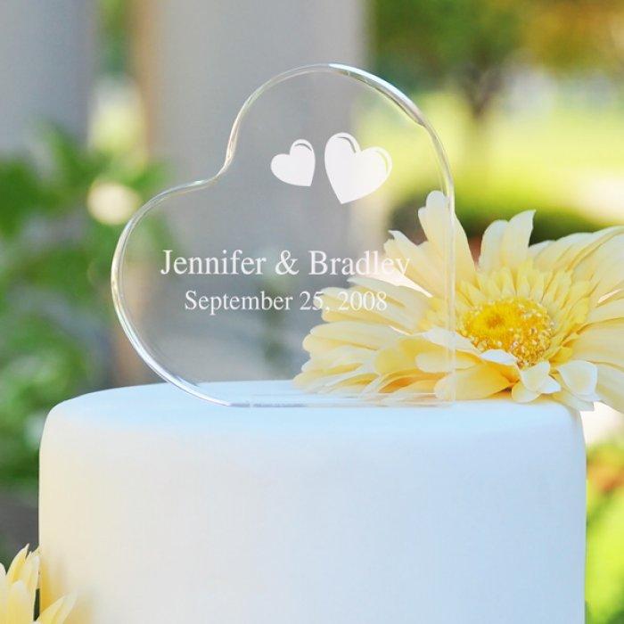 15 Unique And Meaningful Wedding Cake Toppers Wedding Cake Toppers - Glass Heart Shaped Topper On White Cake