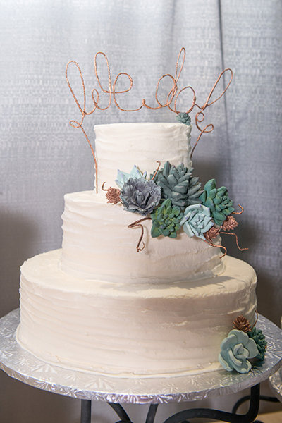 Wedding Cake Toppers - Wire We Do Wording On White Cake