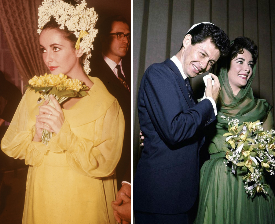 Celebrity Brides Who Chose To Wear A Non-White Wedding Dress Non White Wedding Dresses - Elizabeth Taylor Yellow And Green Wedding Dresses