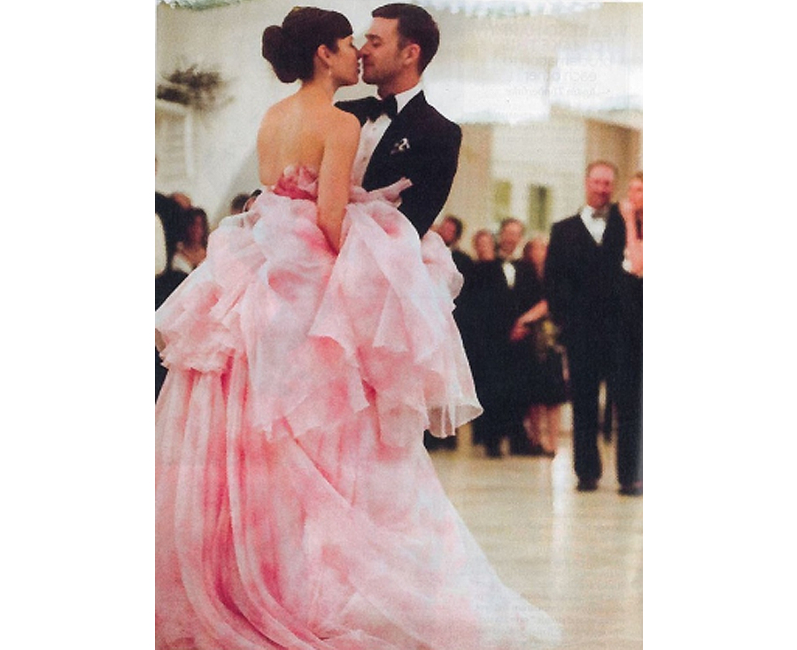 Non White Wedding Dresses - Jessica Biel Pink Wedding Dress