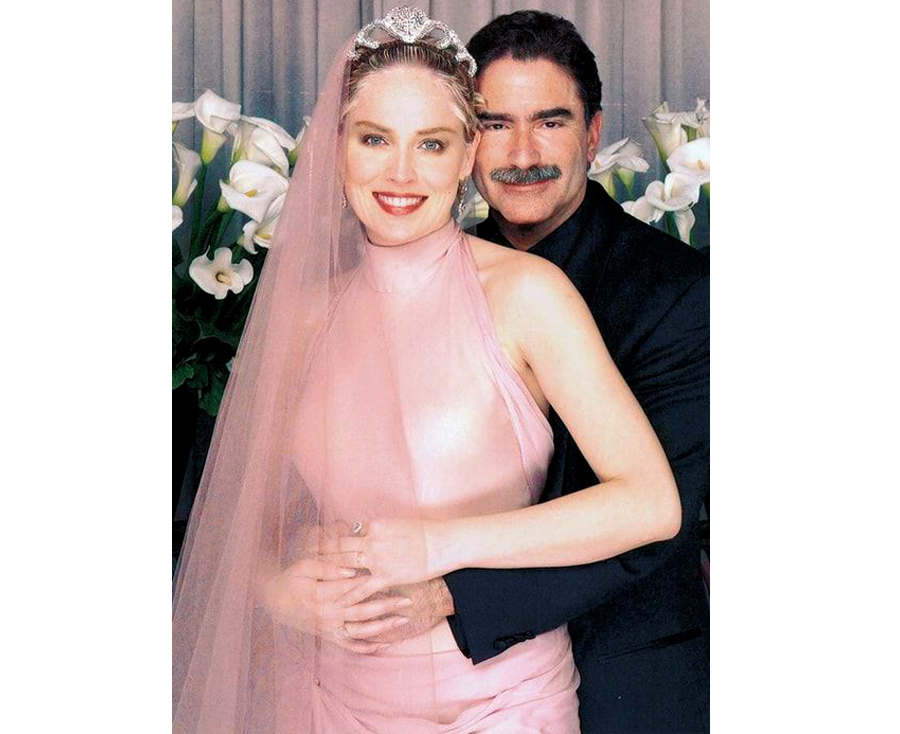 Celebrity Brides Who Chose To Wear A Non-White Wedding Dress Non White Wedding Dresses - Sharon Stone Pink Wedding Dress