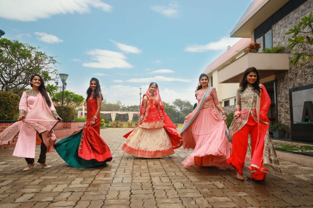 Indian Wedding Venues And Traditions Indian Bridesmaids With Indian Bride.